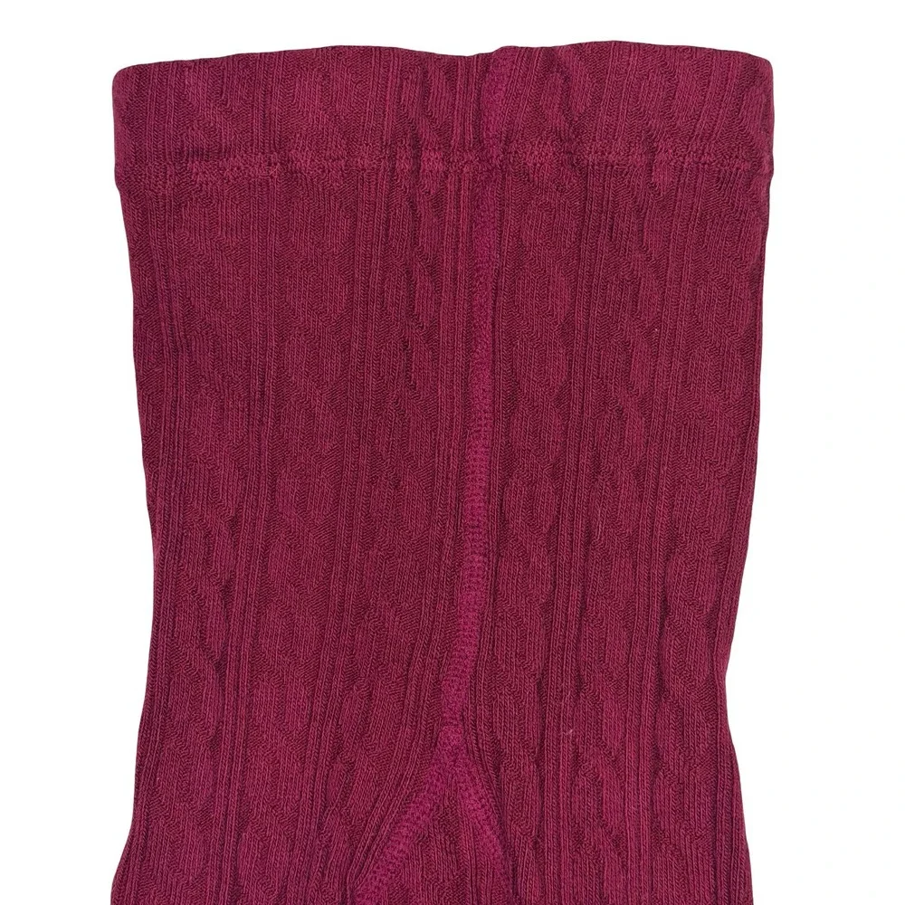 Leveret Maroon Girls Cable Knit Tights